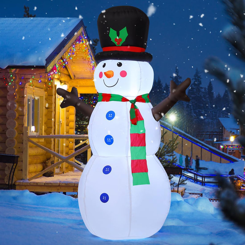 6 FT Long Three Sitting Snowmans Christmas Inflatable with Build-in LEDs Blow online Up